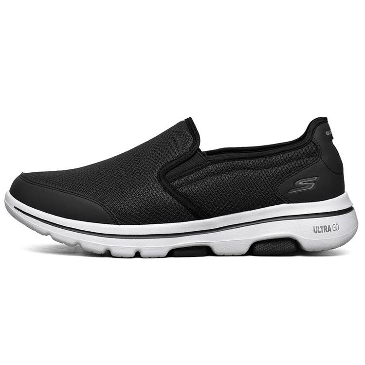 Skechers Go Walk 5 Fabric Leather Slip-On Comfortable Sports Low-Top Casual Shoes Men sneakers Black 216013-BKW 42.5