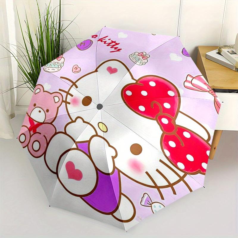 

Hello Kitty,Bow Automatic Folding Umbrella-Simple 8-Rib Design, Bright Cartoon Pattern, Durable Iron Frame, Suitable For Travel, Outdoor, Be