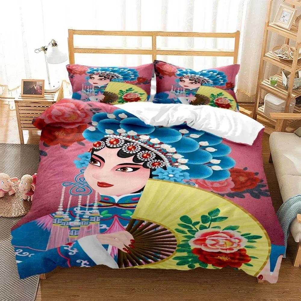 Comforter Chinese Cartoon Beijing Opera Natural Bedding Set Bedroom Soft Modern S Comefortable