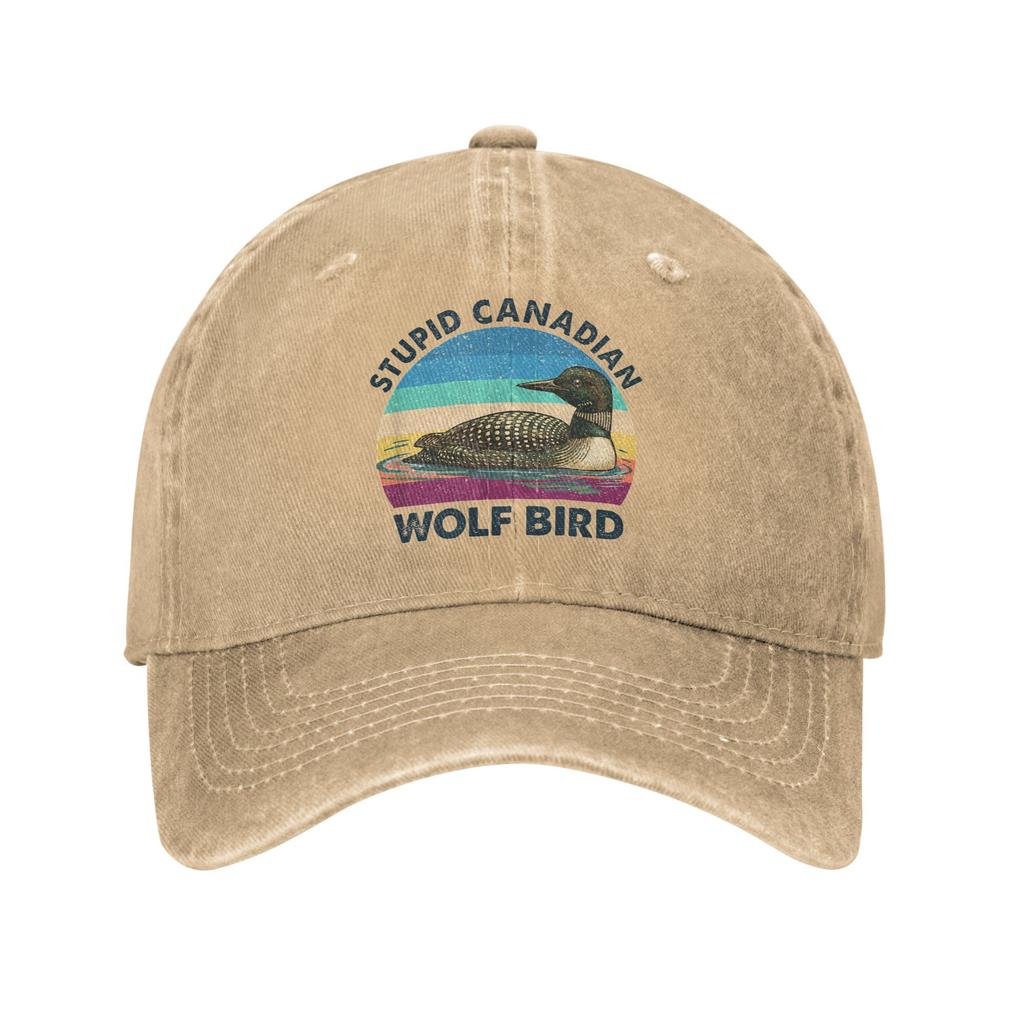 Stupid Canadian Wolf Bird Washed Baseball Cap  Design Print Sun Trucker Hat Spring Unisex Women Hiking Fishing Baseball Caps