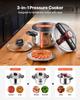 Pressure Cooker, 9L Pressure Cooker Stainless Steel, Pressures Canner with Steaming Rack, Tempered Glass Lid, Three Pressures Settings for Meat,