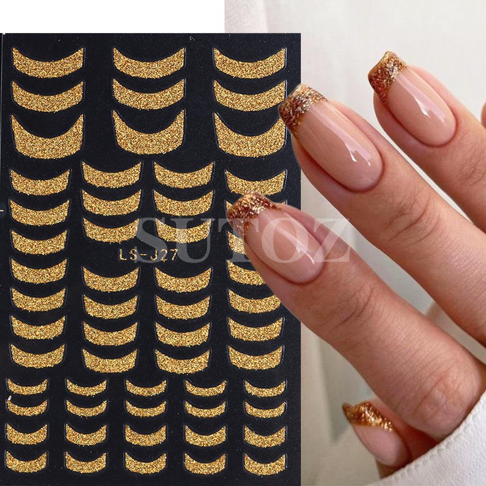 Winter Christmas Nail Stickers: Gold & Silver Glitter, Trees, Reindeer, Snowflakes