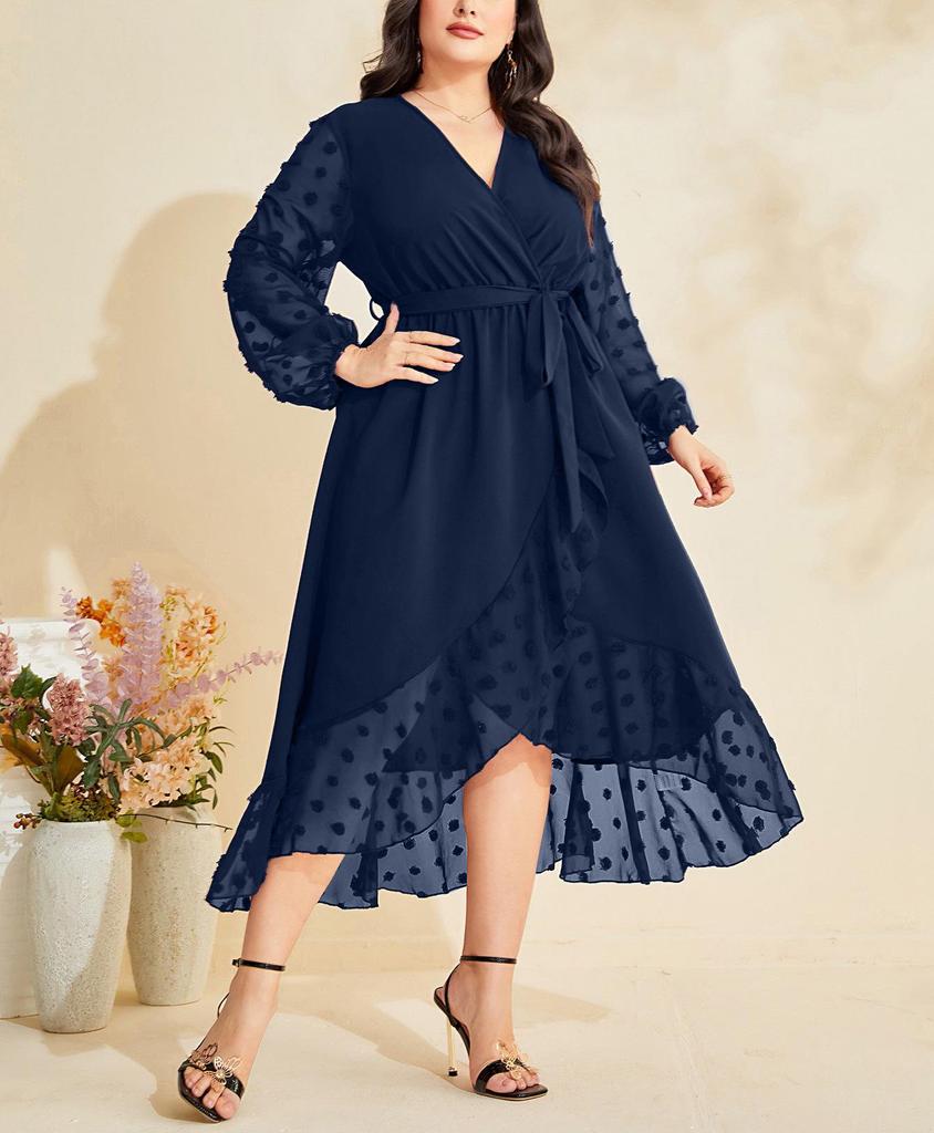 Plus Size Women's Printed Commuter Fashion Dress for Spring & Autumn