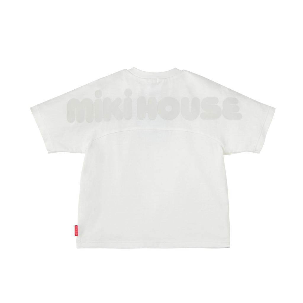 For Boys and for Babies and for Preschool and School White [Miki House] Web-exclusive Short-sleeved T-shirt, Plain, Logo, Girls, Kids, Use,