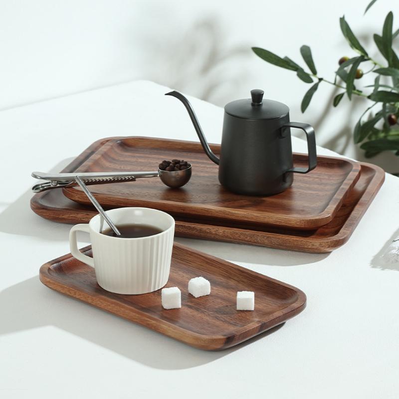 Japanese Acacia Wood Tray Solid Wood Tea Tray Serving Tray Coffee Afternoon Tea Tray Kitchen Supplies