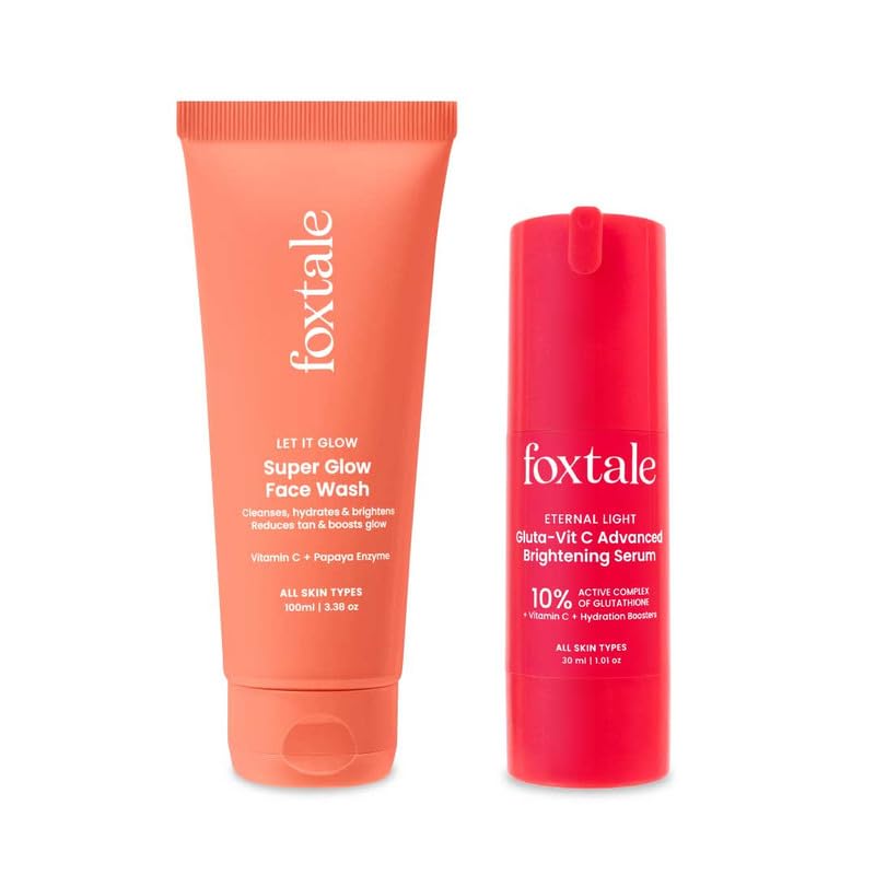 Foxtale Double Glow Duo | Super Glow Face Wash (100ml) + Eternal Light 10% Vitamin C + Glutathione Serum | Fades tan, brightens skin & boosts glow