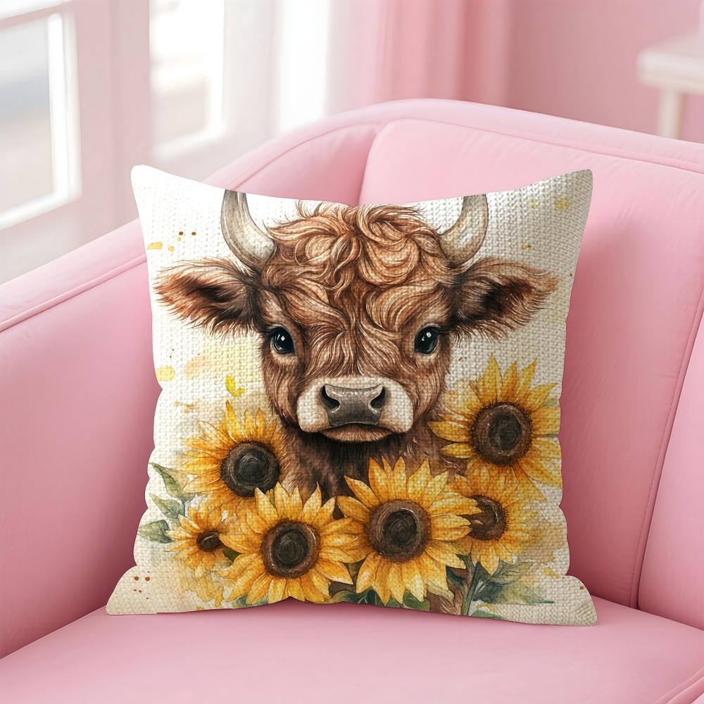 Scottish Highland cattle Cushion Cover Comfort Sofa Bed Silky Elegant Invisible Zipper Decorative Holiday Gifts