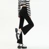 High waist slightly pulled jeans women's spring and autumn new thin design irregular horseshoe horn pants