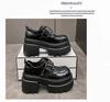 Fashion Women's High Platform Leather Shoes New Spring 10CM Heels Chunky Sneakers Female Lace-up Loafers Walking Shoes Woman