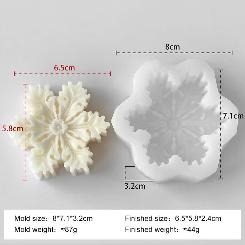 Christmas Snowflake Candle Mold Handmade Aroma Candle Epoxy Resin Silicone Molds DIY Chocolate Cookies Baking Tool
