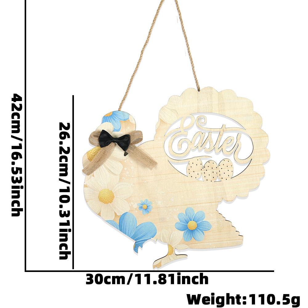 Egg Delightful Easter Chicken Wooden Door Hanger For Holiday Celebrations And Decor