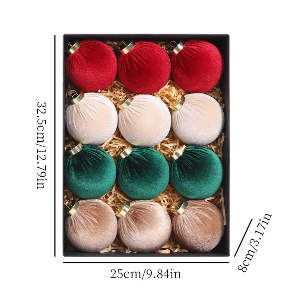 12pcs Festival Christmas Flocking Balls Pendant 8cm Christmas Tree Ornaments  Children Gifts