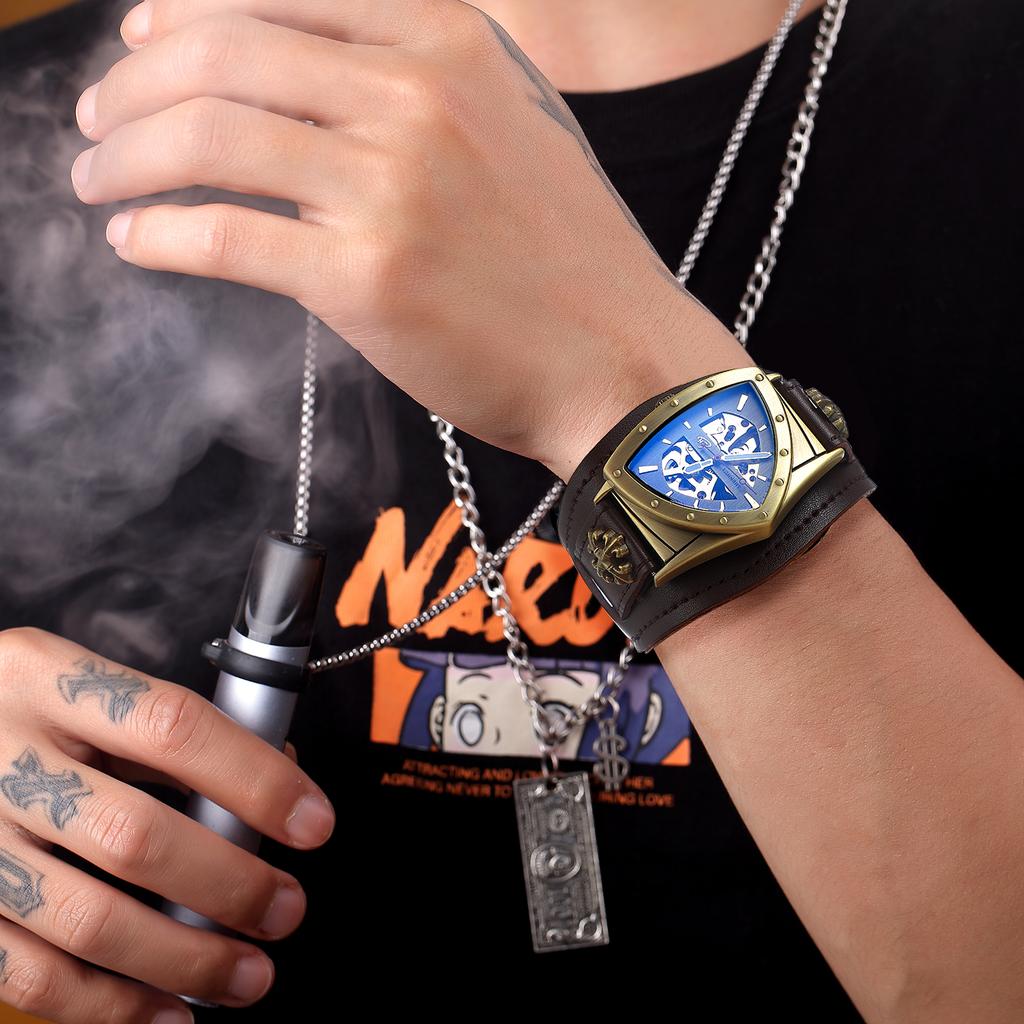 Fashionable Men's Watch Triangle Hollowed Out Luminous Fully Automatic Mechanical Movement Mechanical Watches Reloj Automático