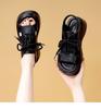Fish mouth sandals women's summer new muffin thick sole with skirt, wearing sandals outside