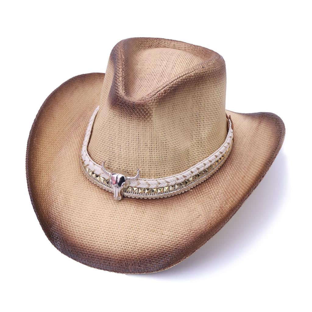 Straw Western Cowboy Hat Male Bohemian Summer Seaside Sunscreen Beach Straw Hat Female