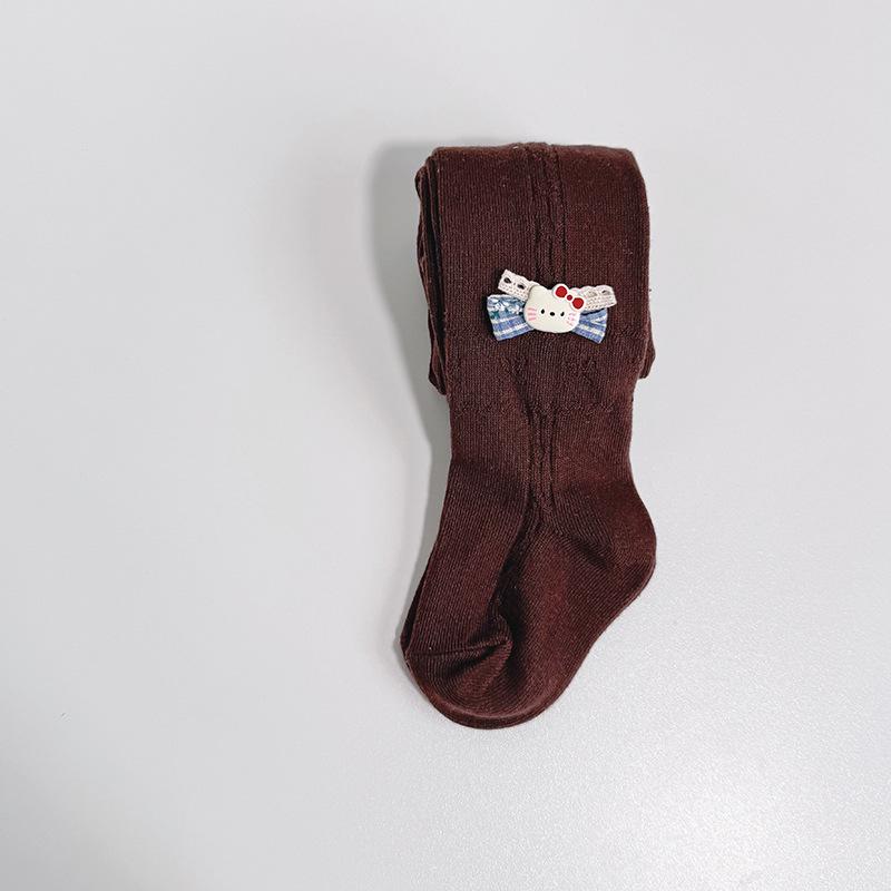 

Korean Style Girls Autumn Plaid Leggings with Bowknot Design L for 100-110cm