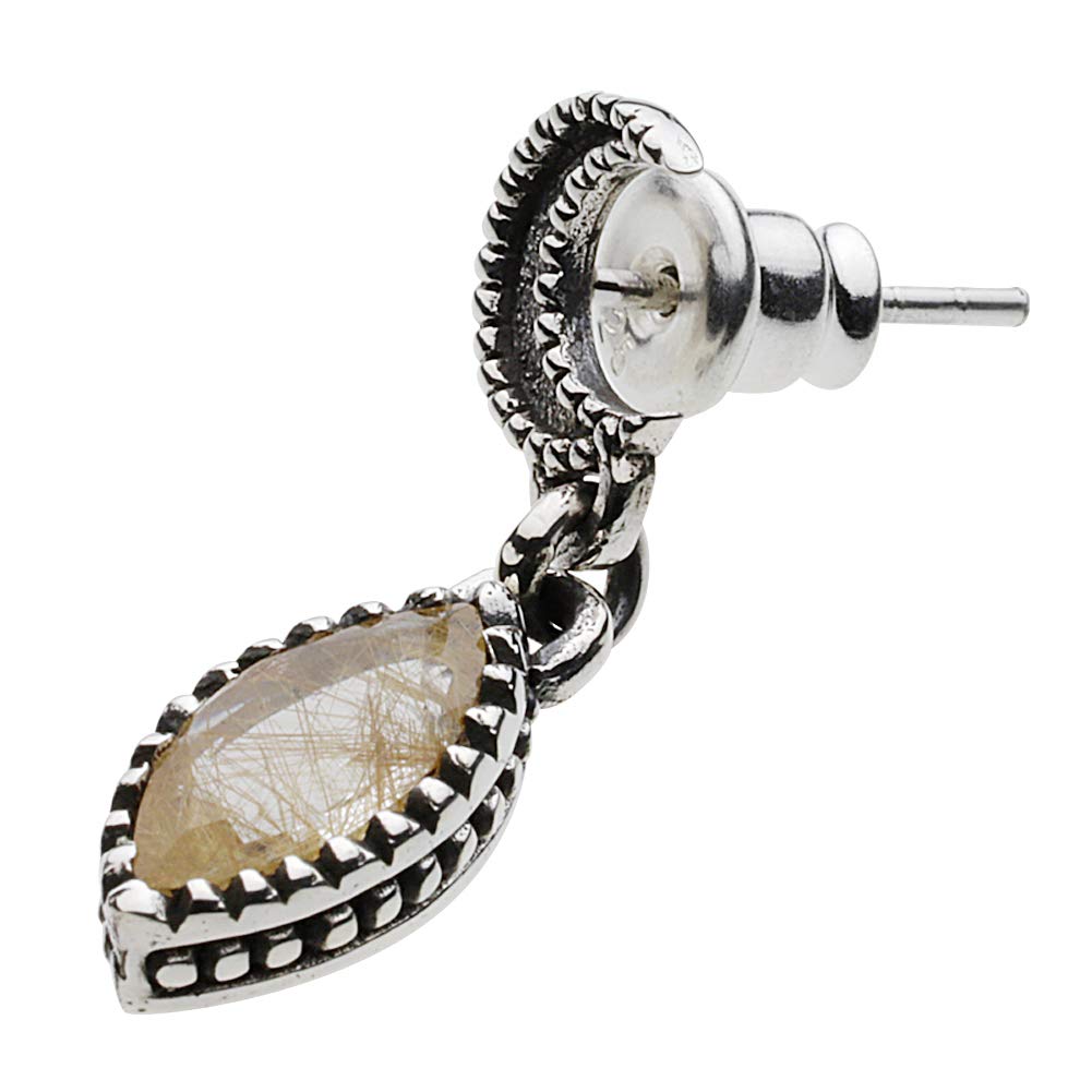 

Crescent Stone Hanging Earrings Rutilated Quartz 925 Silver fe0195 [Figmart] [Silver Accessories]