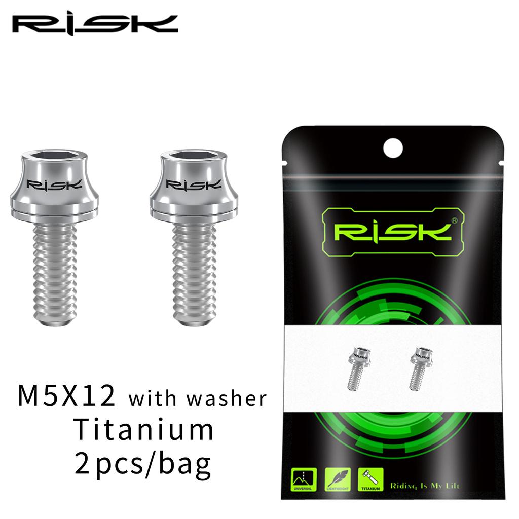 RISK 2pcs Bike Bottle Holder Screw Titanium Alloy MTB Bicycle M5x12 Cage Bolts Fixing Air Pump Bracket Screws For Cycling Repair 6