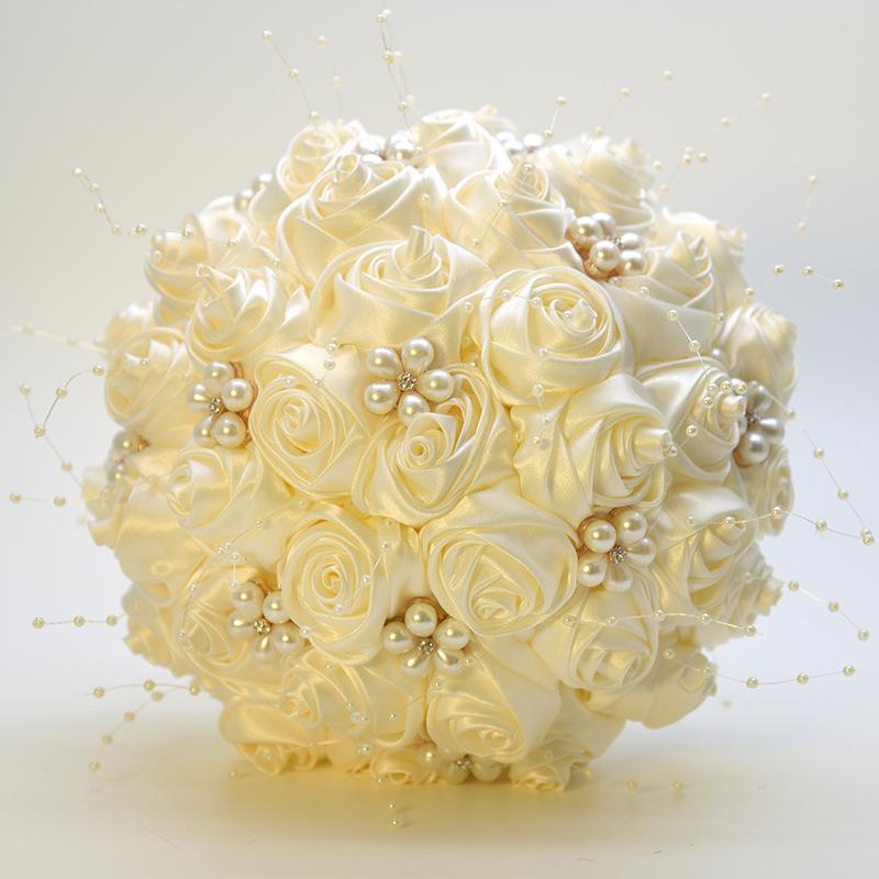Handmade Rhinestone Bridal Bouquet Crystal Wedding Round Tossing Bouquet Artificial Flower Bunch for Bride Bridesmaid