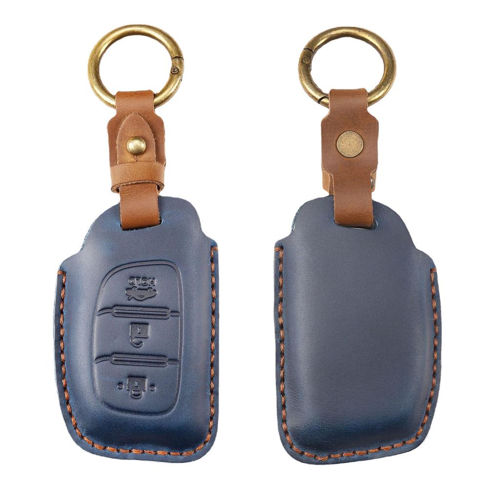 Premium Genuine Leather Key Case for Hyundai IX35, Sonata, Elantra, Verna, and Mistra - Protective Shell