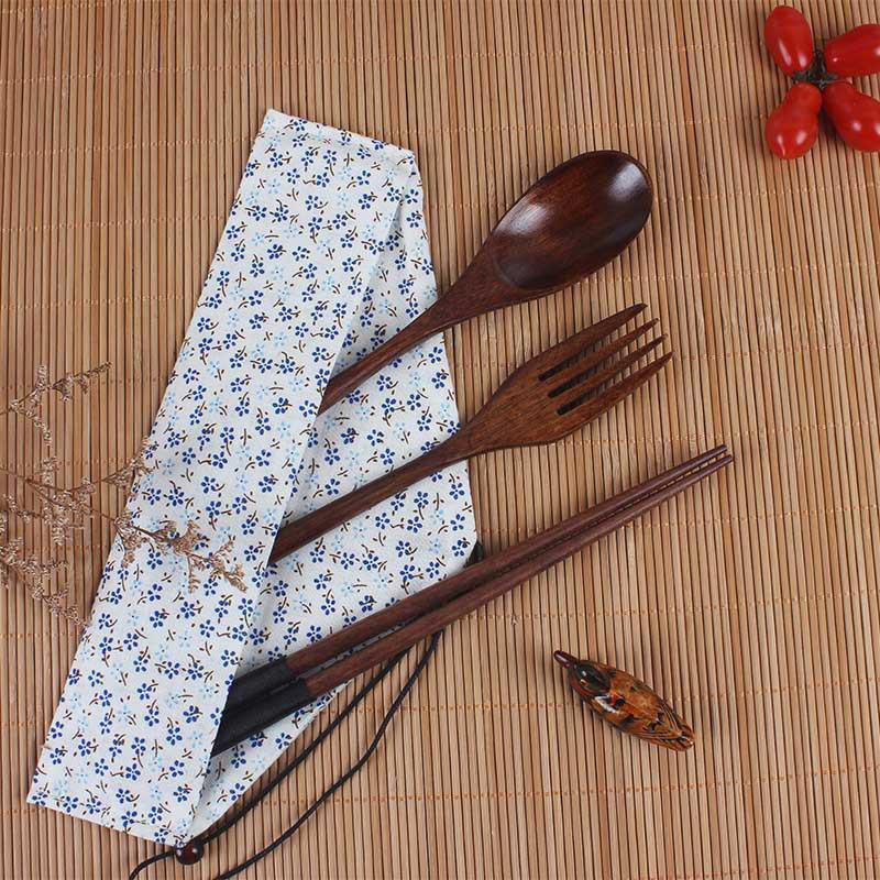 Portable Tableware Bag Japanese Printing Reusable Drink Straw Chopstick Cutlery Pouch Drawstring Bag Cutlery Bag For Spoon Fork