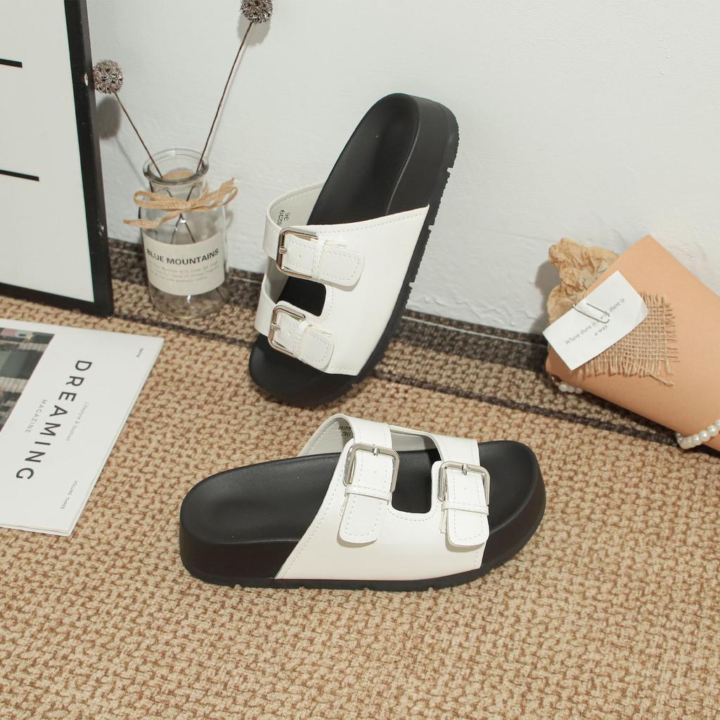 Grape mother summer new thick-soled slippers women's wear high-end temperament double-row one-word with retro Boken sandals