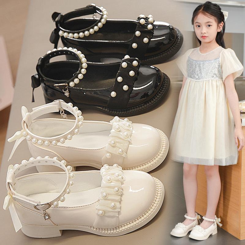 Children's Shoes Girls Leather Shoes Spring and Autumn Fashion Soft Sole Princess Shoes for Middle and Large Children Little Girls Student Shoes