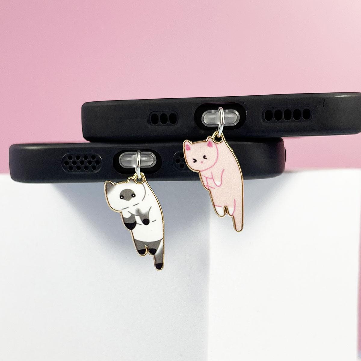 

Cute Cat Pink and White Phone Dust Plug Accessory Pendant Suitable for iPhone for Samsung Type-C Interface decoration