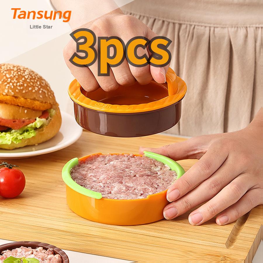 3 Pcs Round Hamburger Making Tool Meat Press Patty Maker Combo Set Kitchen Gadget