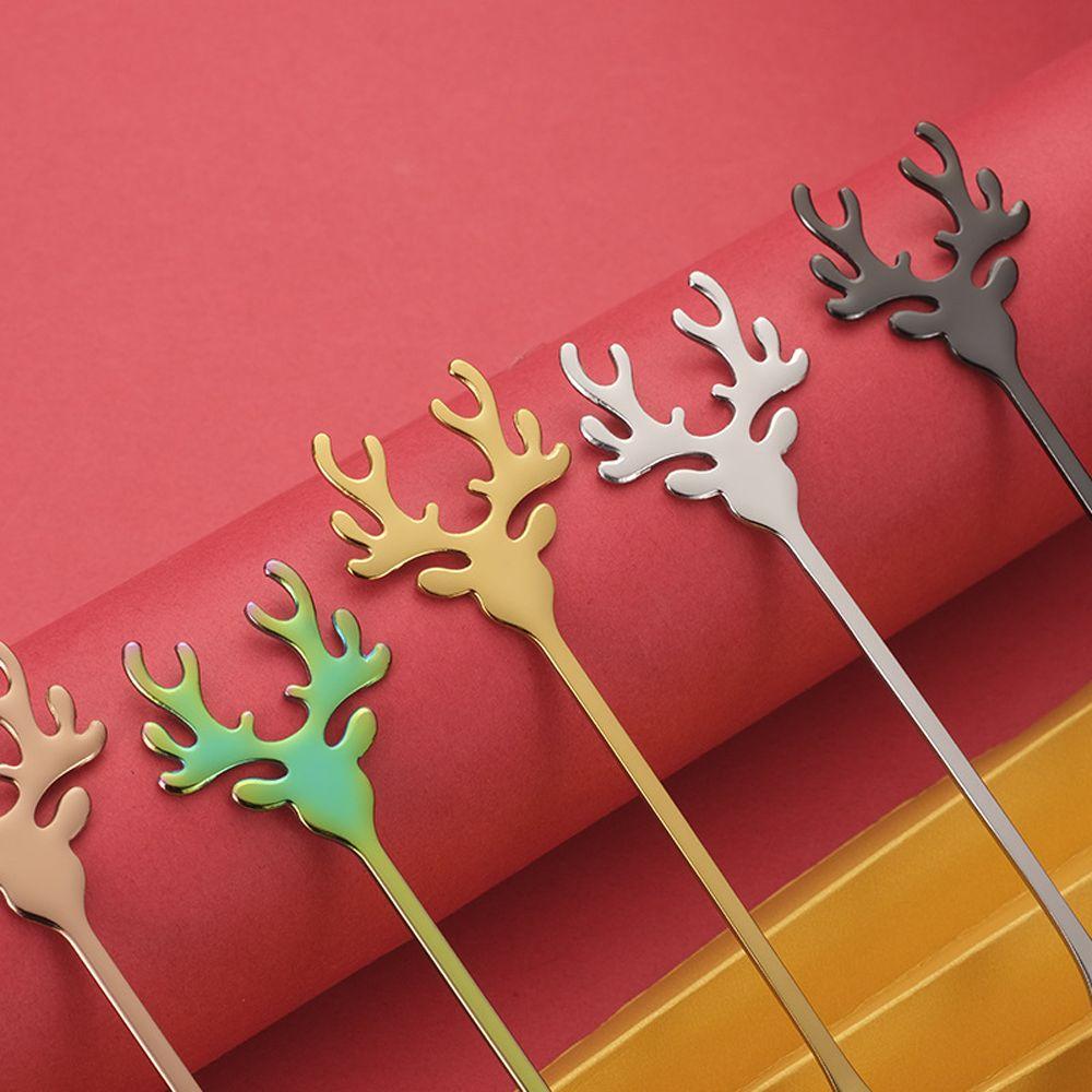 Tableware Stirring Spoon Stainless Steel Christmas Spoons Coffee Scoops Tea Scoop Xmas Antlers
