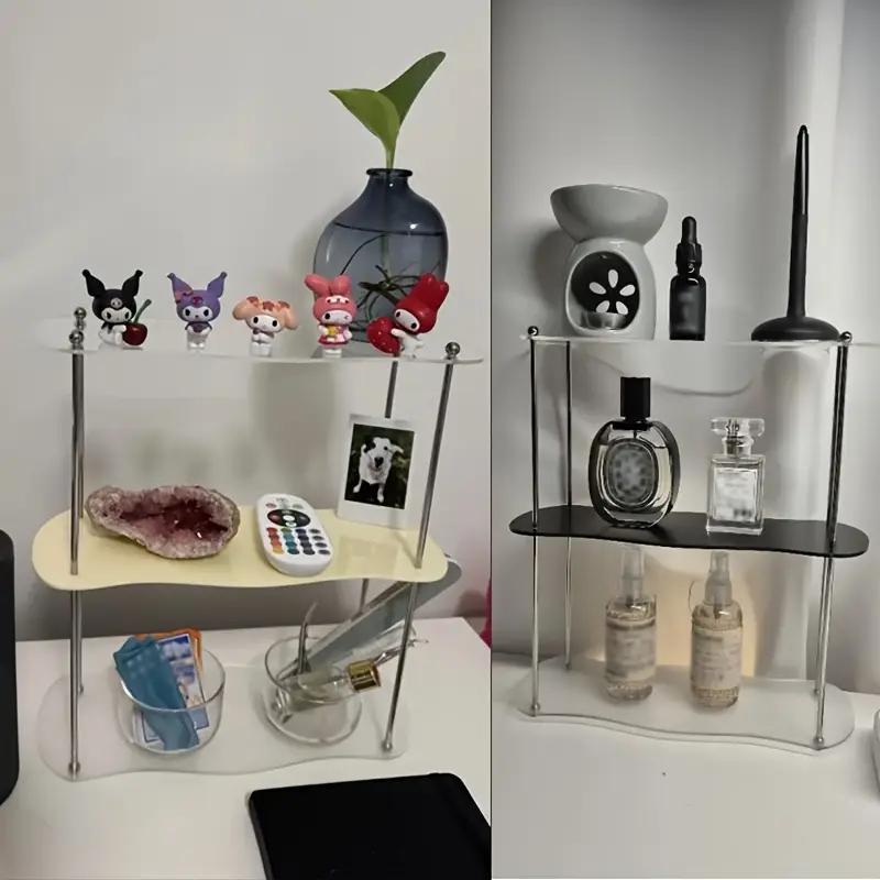 Stylowy 3-poziomowy Stojak do Przechowywania na Biurko Akrylowy Stojak Ekspozycyjny, Odpowiedni do Przechowywania Filiżanek, Dekoracji Perfum, Elegancki i Prosty