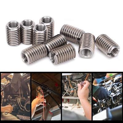 10 ks závitových vložek s drážkou, redukční matice M12x1.75 vnější na M8x1.25 vnitřní, 18mm pro závitovou opravu (303 Nerezová ocel)