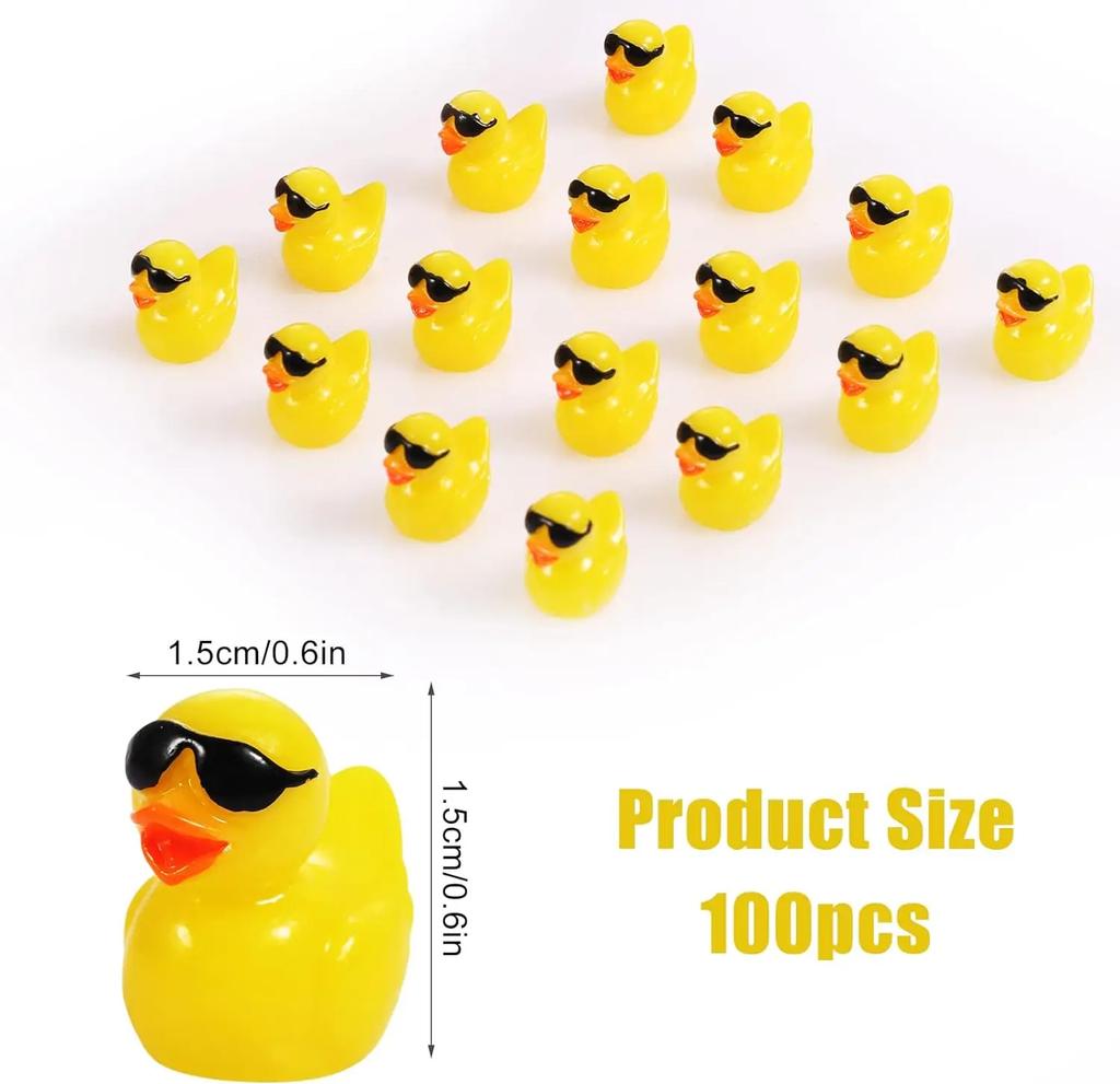 50 Stück Mini Gelbe Enten Mit Brille Märchengarten Miniaturfiguren Ente Trägt Sonnenbrille Kawaii Heimzubehör Schreibtischdekoration