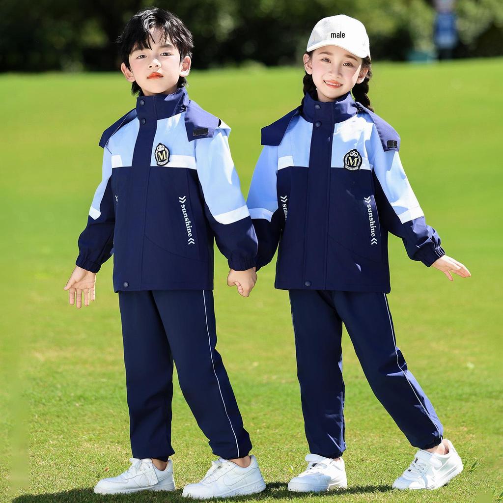 First Grade Autumn-Winter School Uniform: Cold-Proof Windbreaker 3-Piece Set Sportswear for Kindergarten