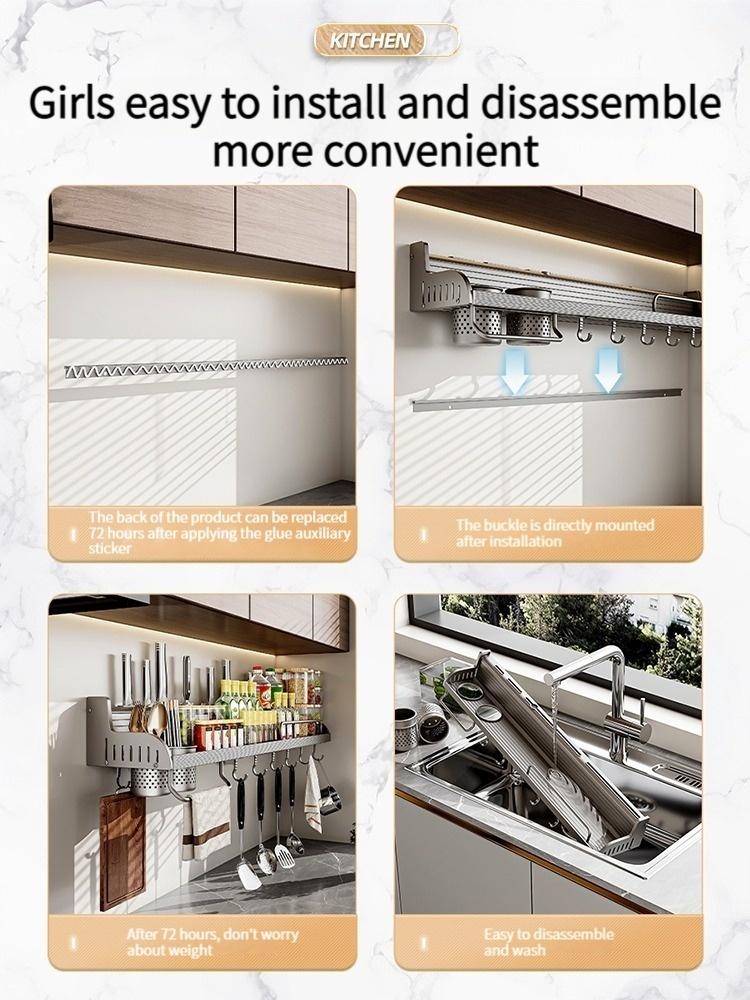 Wall Mounted Kitchen Storage Rack Multifunctional Waterproof Knife Holder Seasoning Simple Storage Rack Seasoning Storage Rack