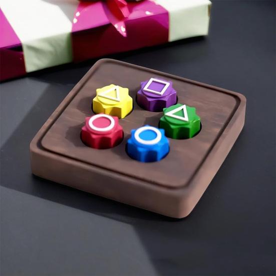 1 Set Geometric Dice Korean Game Hand-Eye Coordination Training Colorful Stone Catching Game Portable Travel Kids Adults Game Night Party Dice Toy