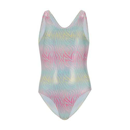 Regatta Girls Katrisse Zebra Print Metallic One Piece Swimsuit