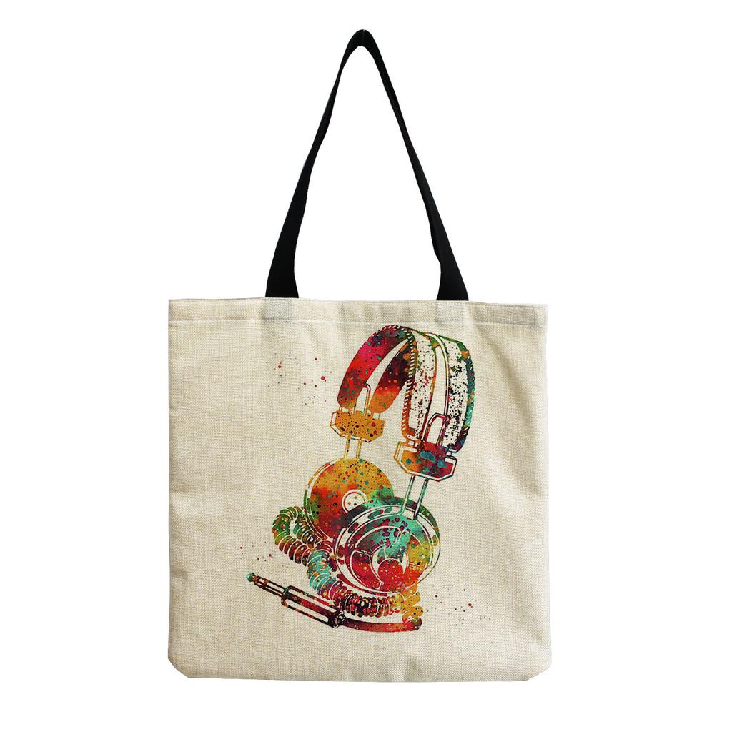 Sac Cabas Vintage en Lin pour Femme - Grande Capacité Sac à Bandoulière Imprimé Piano pour Usage Quotidien & Courses KTB