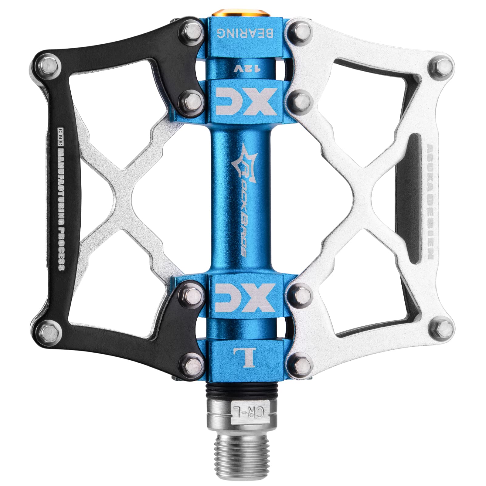 

ROCKBROS Bicycle Cross Aluminum Pedals, Bike/MTB, Alloy, Lightweight, Non-Slip, Bearings, 9/16 (Silver & Black)