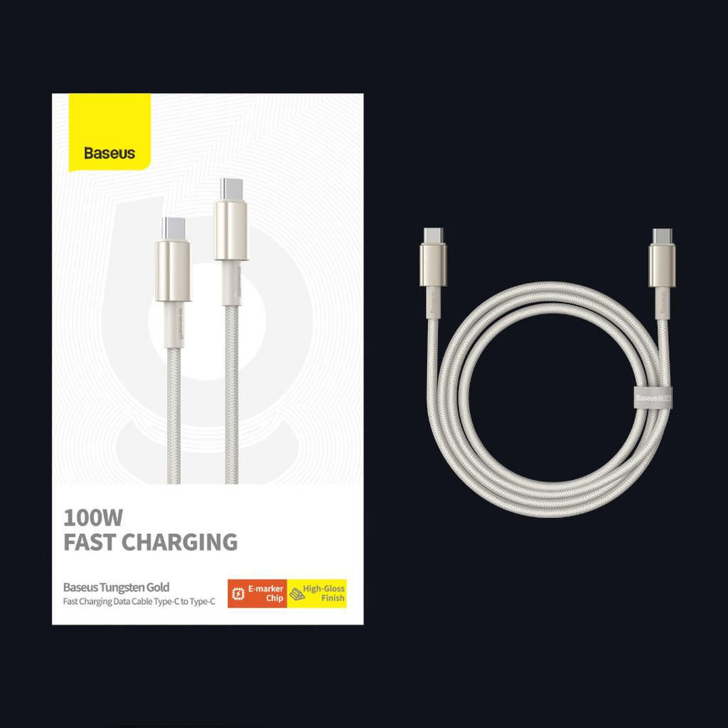 Baseus Premium 100W USB-C to USB-C Charging Cable, 2m – Tungsten Gold