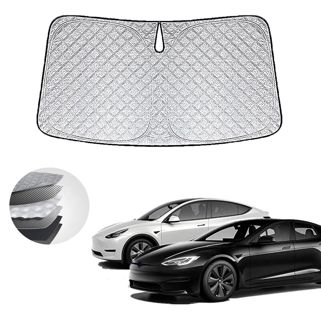 WAIROGA Tesla Model 3 Exclusive Front Sunshade Car Sunshade Windshield Sunshade Structure Designed for Vehicles UV Protection Sunburn Prevention