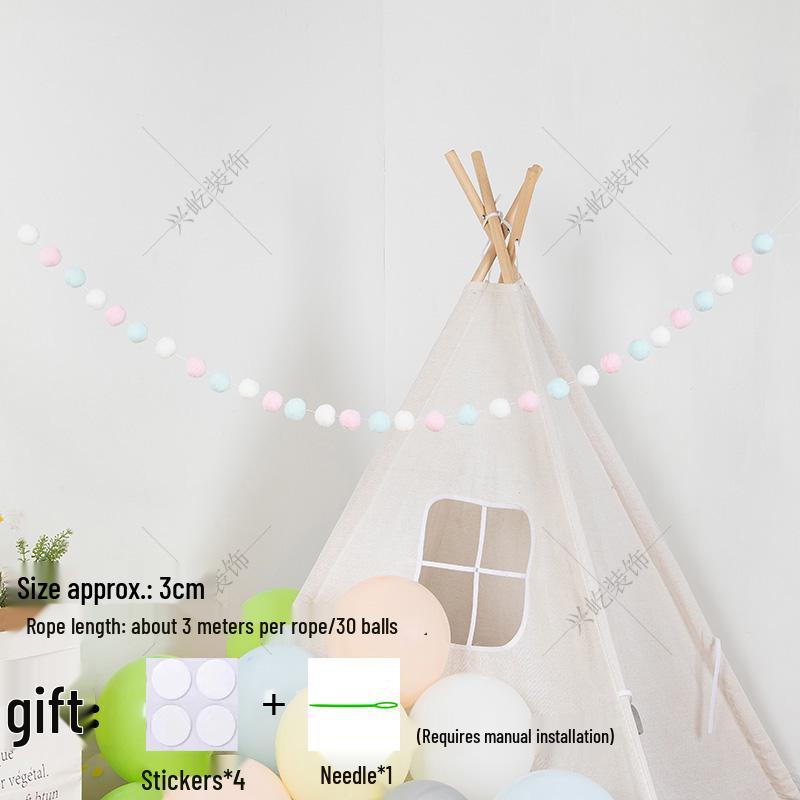 Children’s Room Pompon Bunting Decoration - Birthday Party Tent Backdrop Ornament