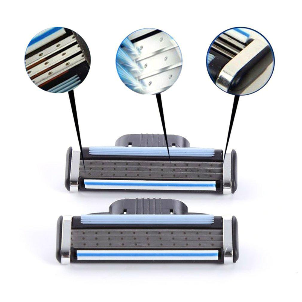 4 teile/los Austauschbare männer Bart Messer Drei Schichten Manuelle Rasierklingen