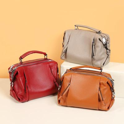 Zency Women's Genuine Leather Bag Simple High Quality Tote Bag Small Vintage Boston Handbag Female Shoulder Bags 2022 Crossbody
