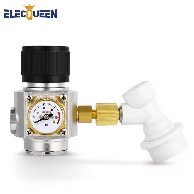 30PSI/60PSI/90PSI Mini CO2 Charger Kit, Thread Connection Homebrew Beer Pressure Regulator with Gas Ball Lock Disconnect