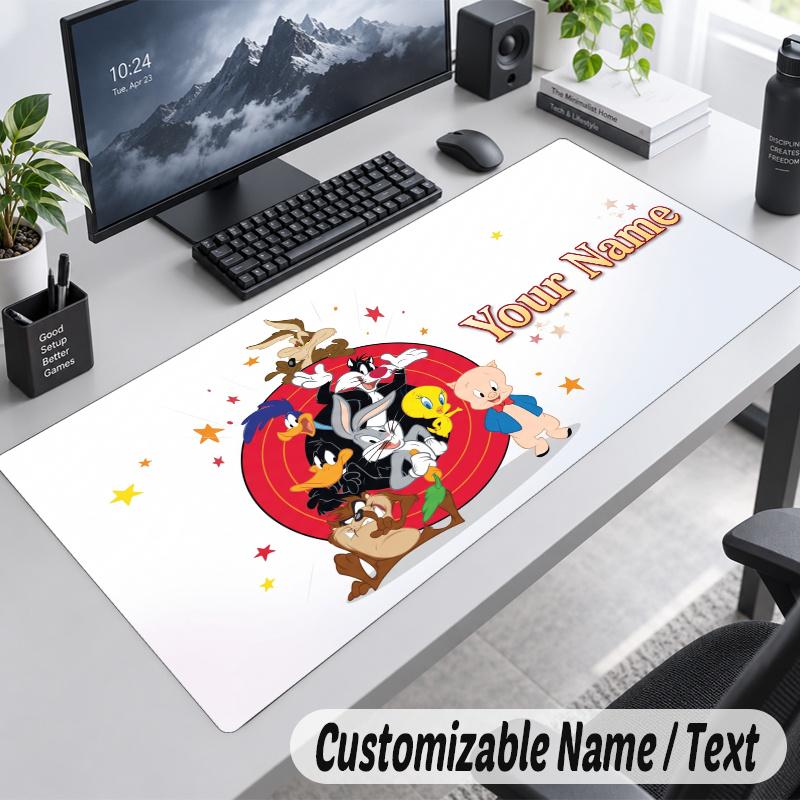 Looney Tunes Personalized Large Mouse Pad Custom Name Text Extended Desk Mat Gaming Mousepad
