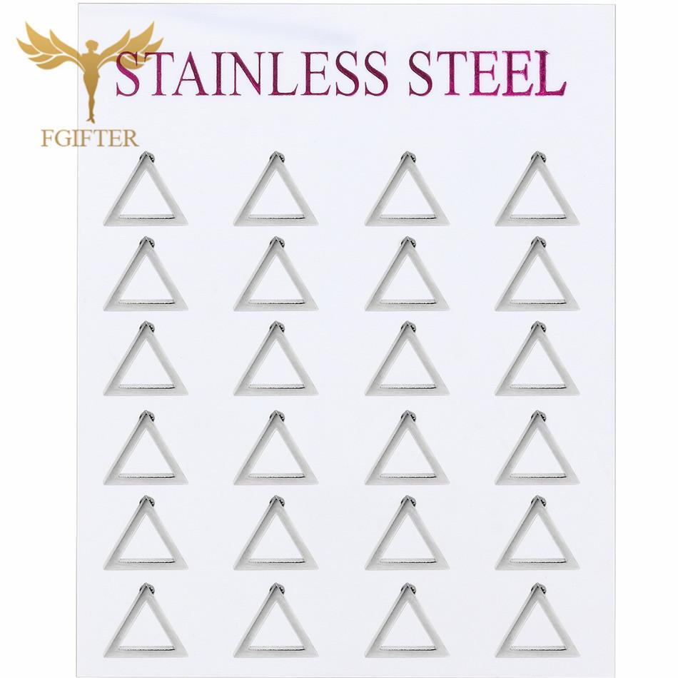 12 Pairs Stud Earrings Set for Women Geometric Triangle Star Round Cross Heart Earing Piercing Stainless Steel Zircon Resale