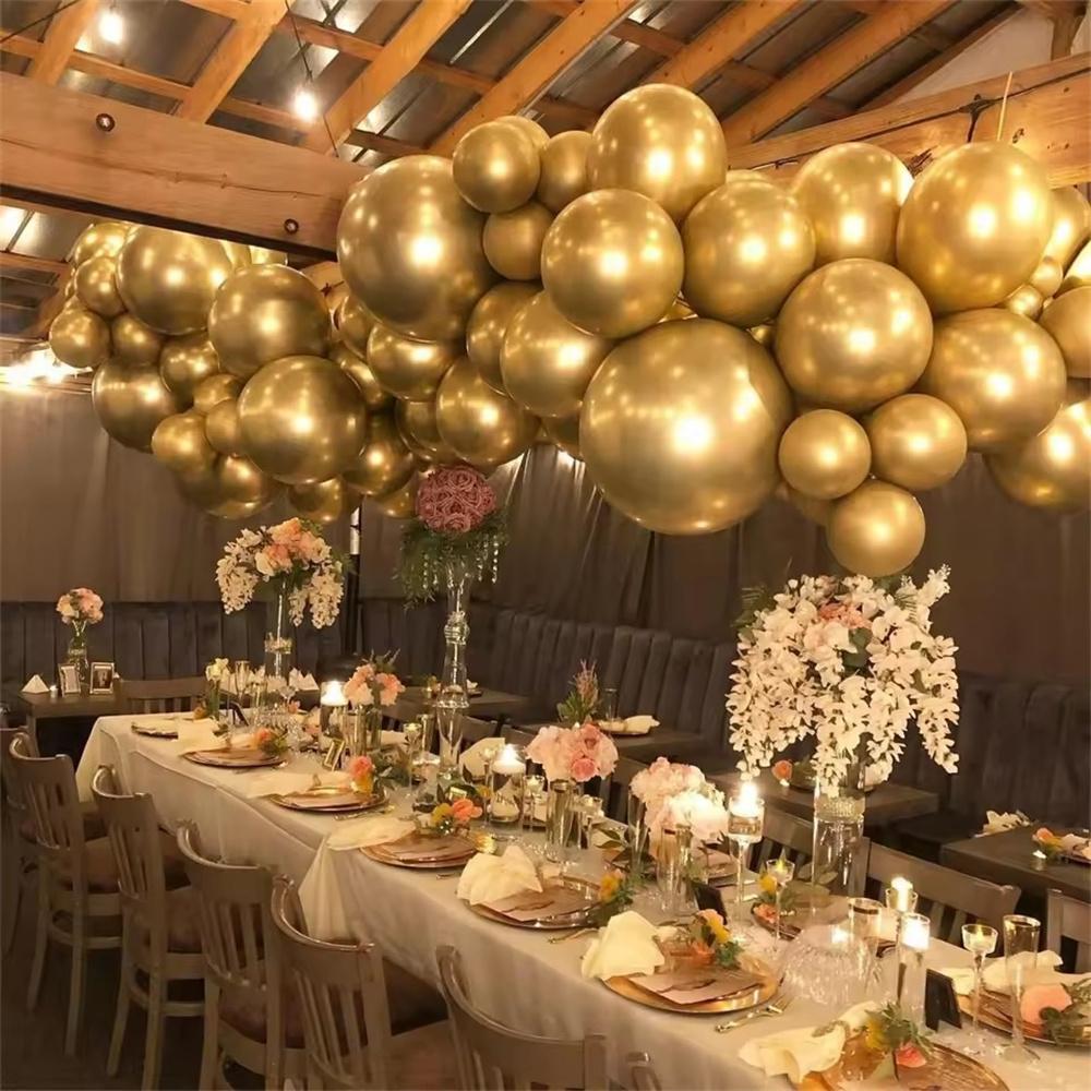 36pcs 12inch Balloon Bundle Set Gold Silver Metal Baloon Black Confetti Ballons Wedding Birthday Party Decorations Baby Shower