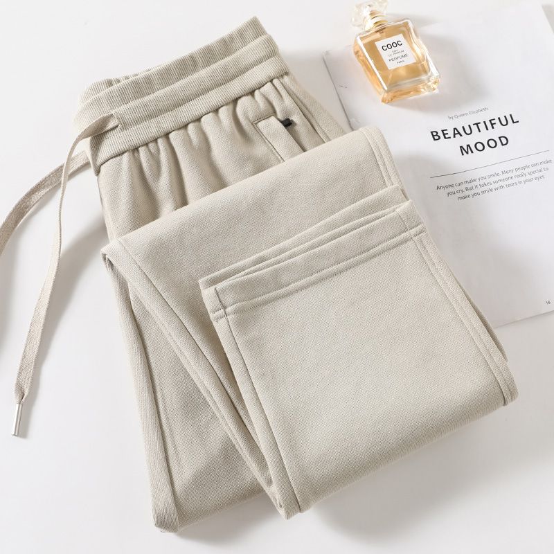 Spring & Fall Elastic Waist Zipper Casual Cotton Sports Pants