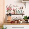 Hand-Painted Spoon and Kitchenware Wall Sticker Rustic Cottage Core Self-Adhesive Decor for Kitchen Dining Room Background